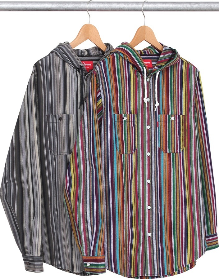 Striped Madras Hooded Shirt